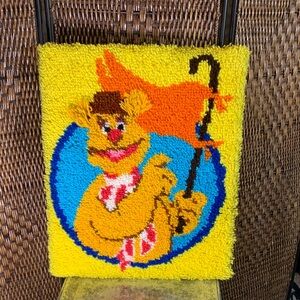 Vintage Fozzie Bear Latch Hook Rug on Board Ready to Hang